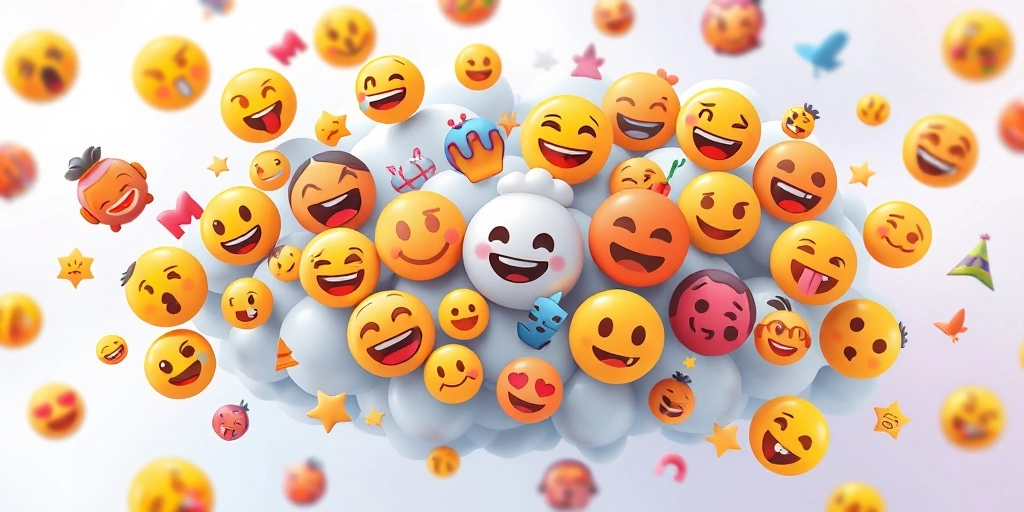 A dynamic collage of modern, colorful emojis, showcasing their diversity and global presence in digital communication.