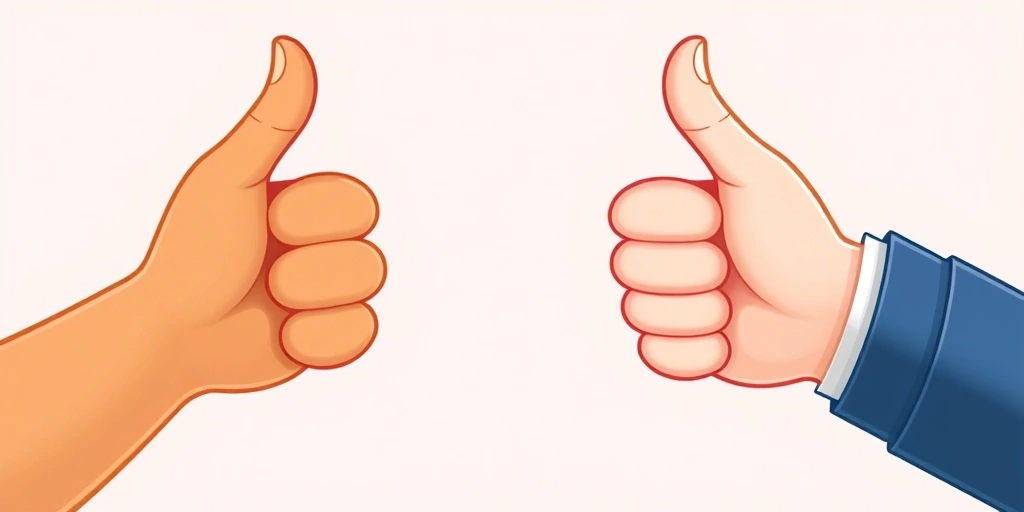 Hands showing different interpretations of a thumbs-up emoji.