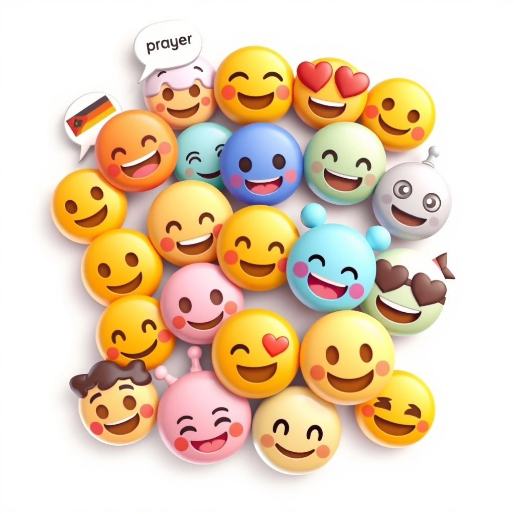Collage of emojis with thought bubbles illustrating diverse cultural meanings.