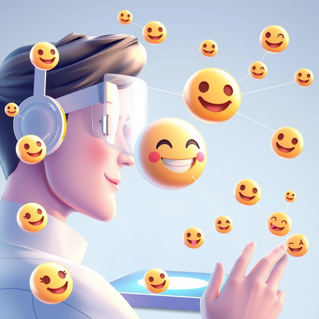 Person creating a personalized 3D emoji using augmented reality.