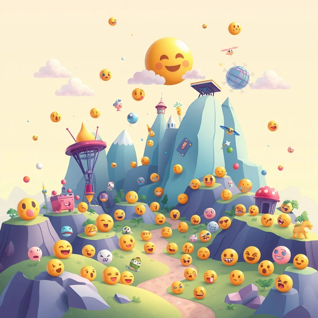 Conceptual art showing the evolution and future of emojis