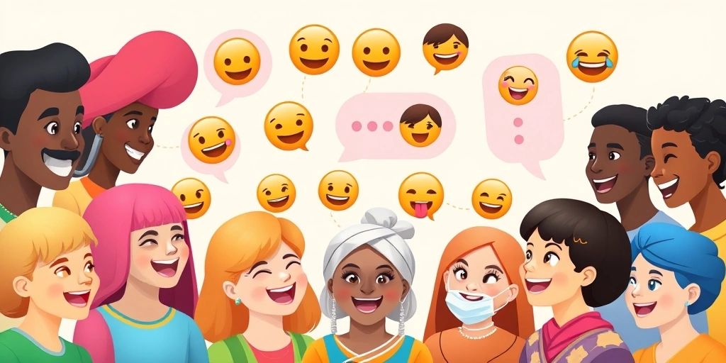 People from various backgrounds connecting through emojis