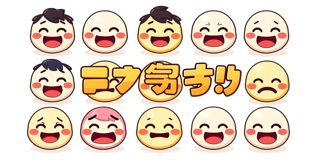 Examples of Japanese kaomoji expressions like happy, surprised, and stressed faces made from text characters.