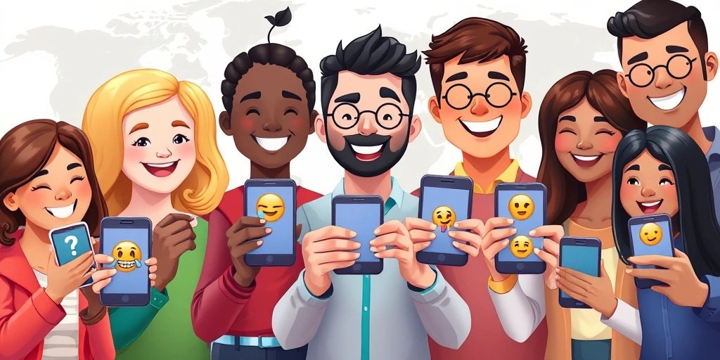 People from around the world using emojis for global communication