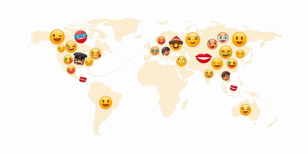 World map showing different cultural interpretations of emojis.