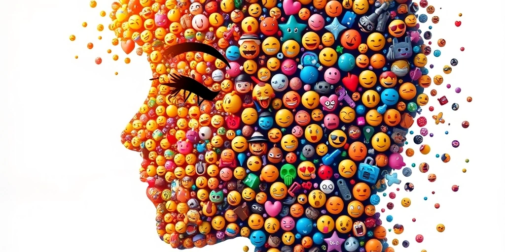 Mosaic of emojis forming a human face, symbolizing digital identity