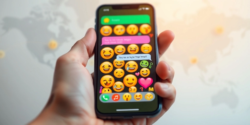 Smartphone showing a chat with emojis, symbolizing global digital communication