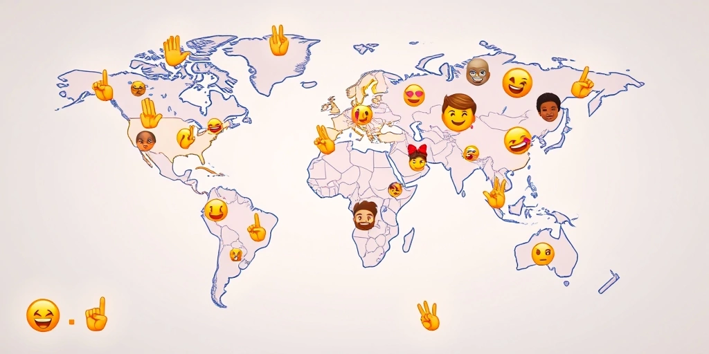 World map showing cultural differences in emoji interpretation