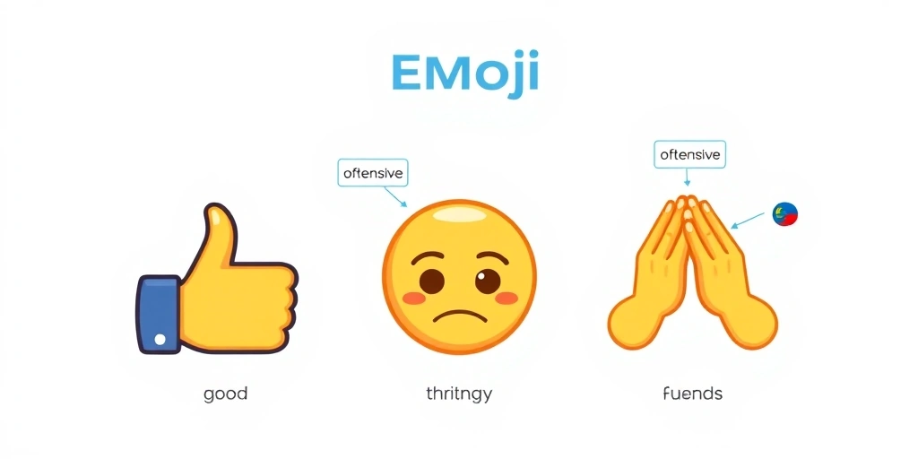 Infographic showing diverse cultural interpretations of common emojis like thumbs up and folded hands.