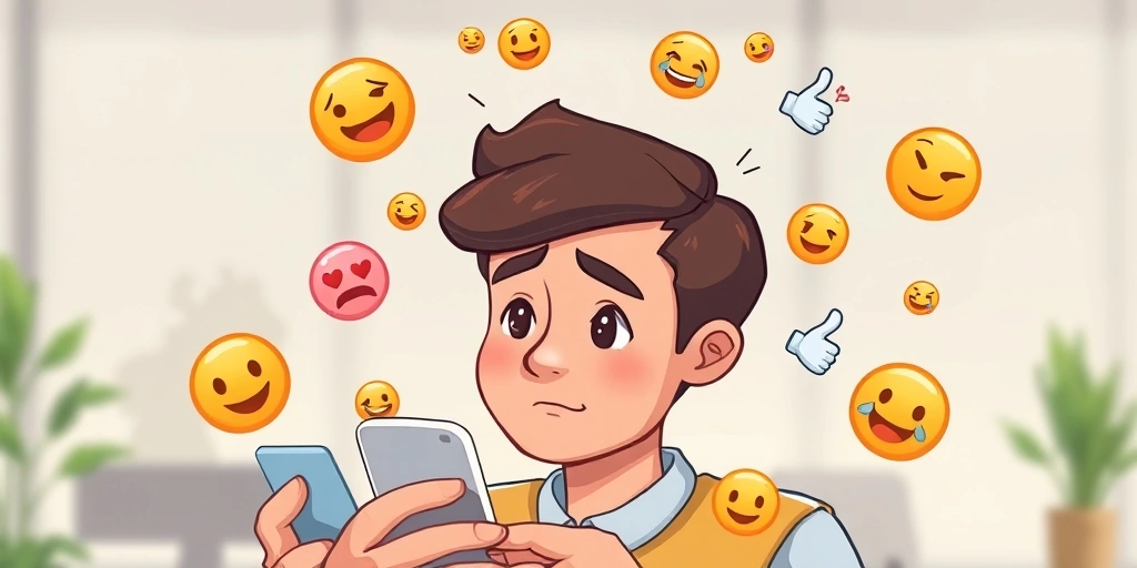 Person pondering emojis and their emotional effects on a smartphone