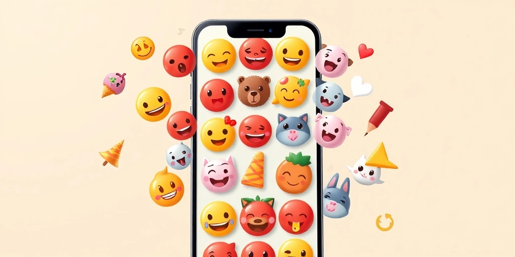 Colorful display of diverse modern emojis in a digital chat