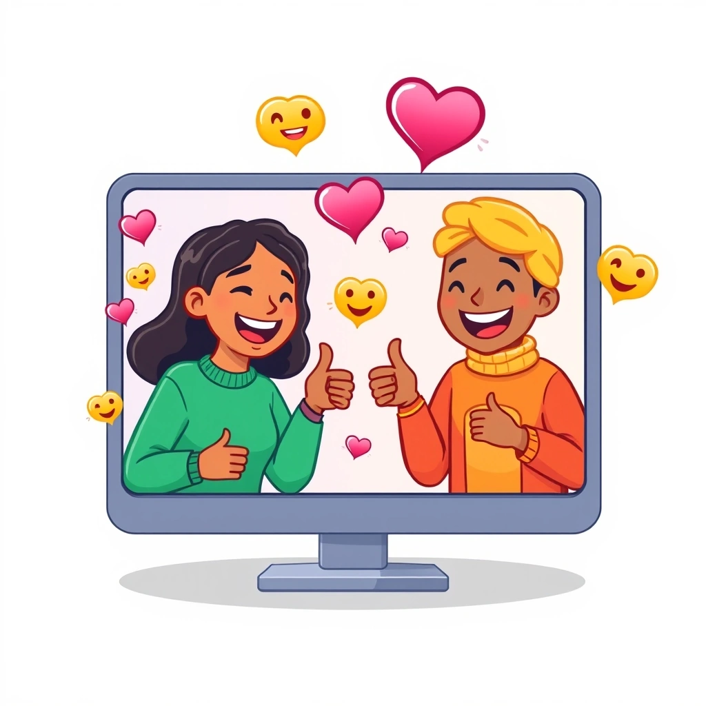 People connecting through digital conversation with emojis symbolizing empathy.