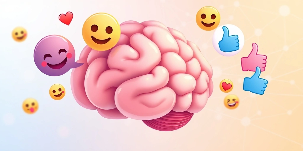 Brain processing emojis, representing emotional communication