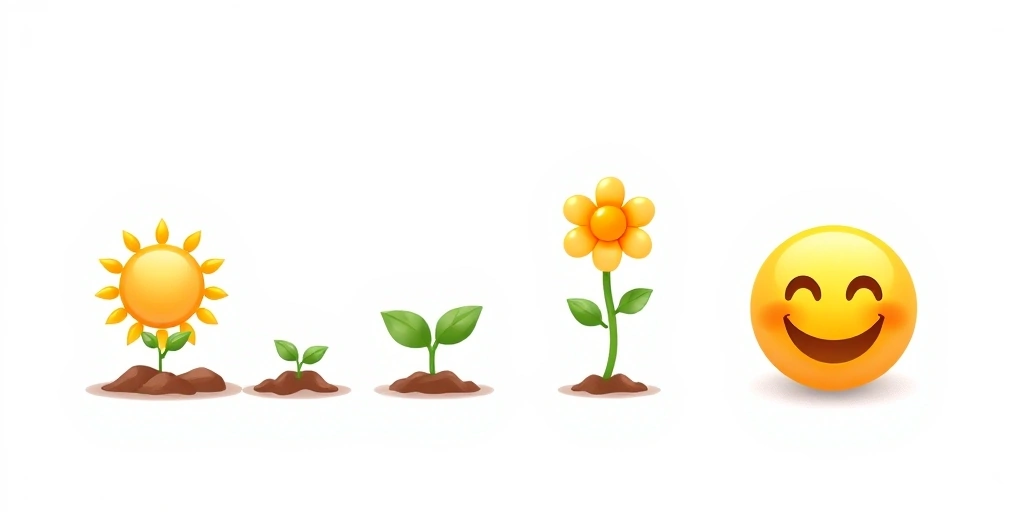 A visual story depicted through a sequence of emojis, showing growth and happiness.
