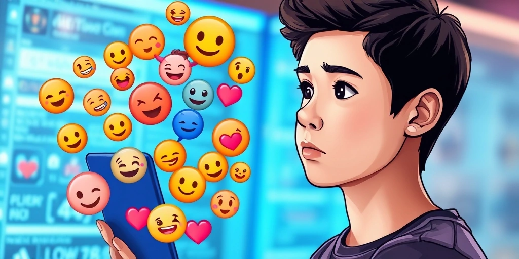 Image showing a person's online identity shaped by a variety of emojis.