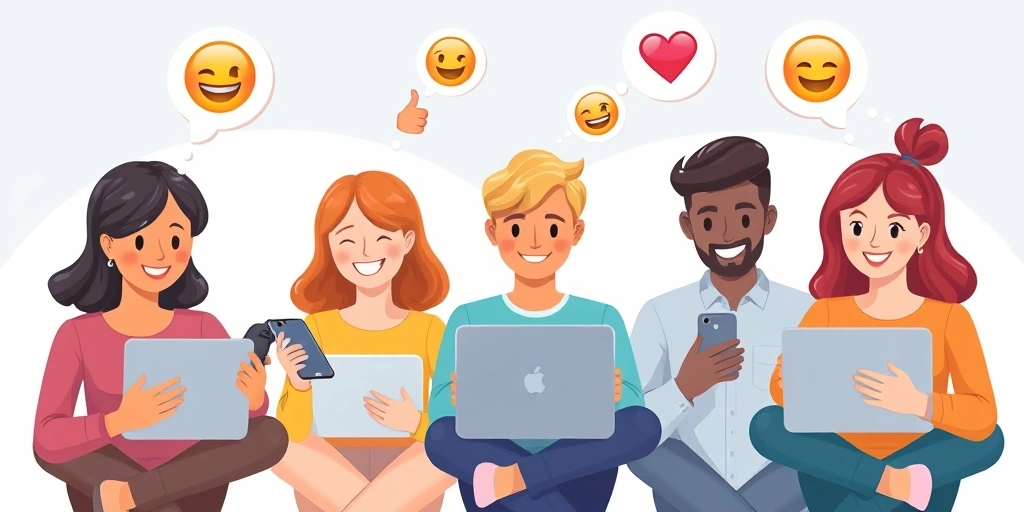 People communicating effectively using emojis in various digital conversations.