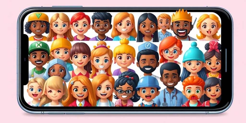 Modern smartphone screen displaying a wide range of diverse emojis