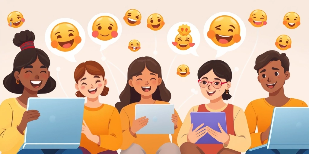 People communicating online with emojis, showing emotional connection