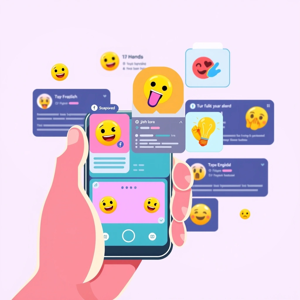 Social media feed showcasing high engagement posts with various emojis for business marketing.