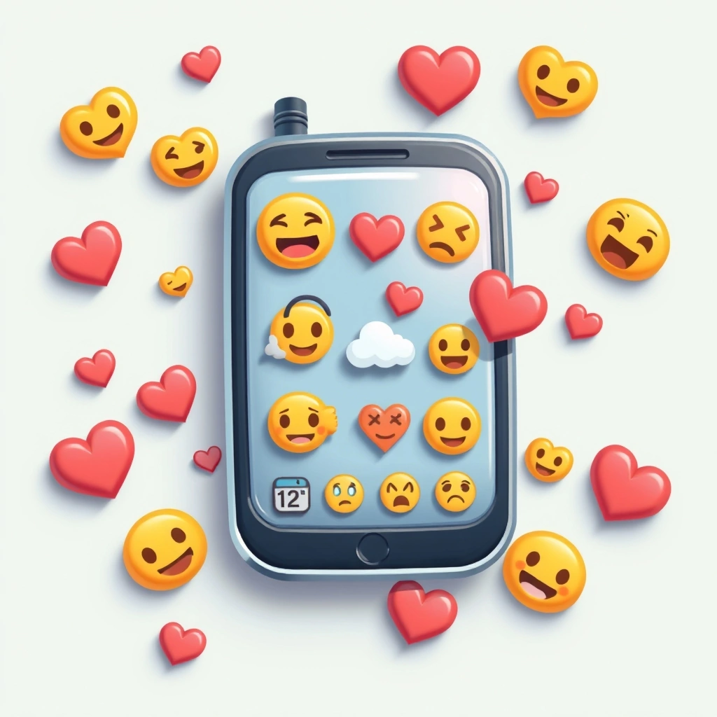 Early pixelated emojis on an old mobile phone
