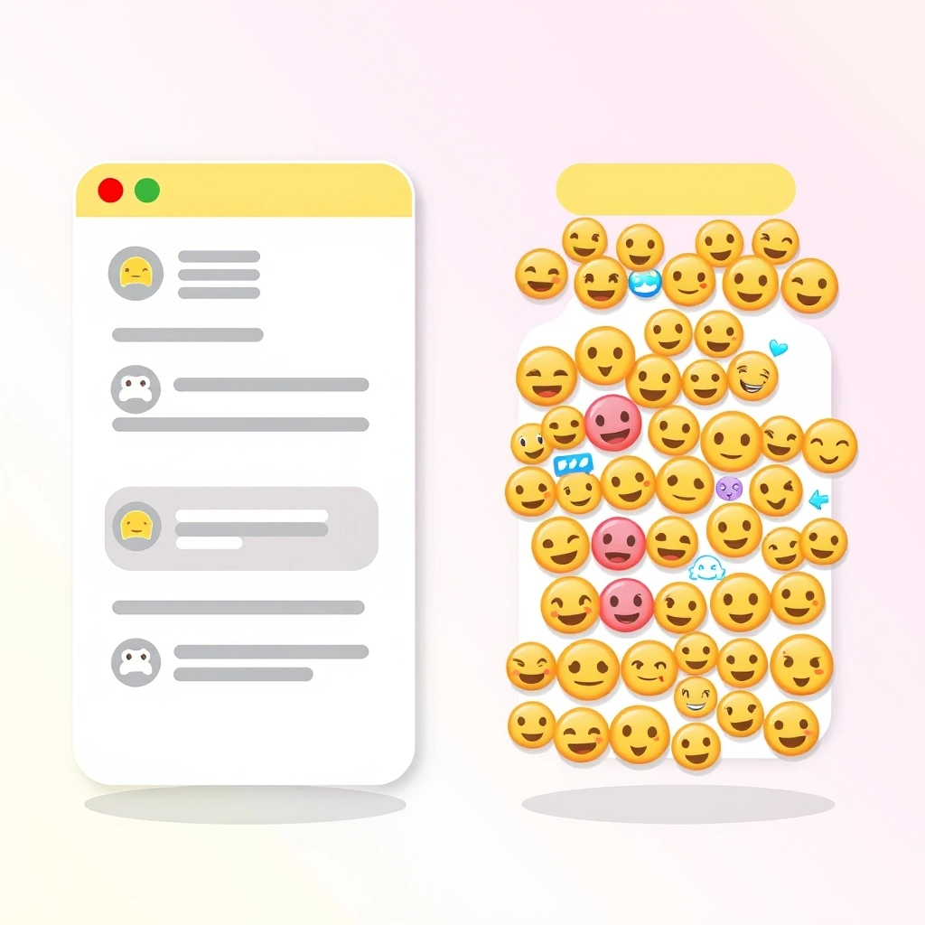 Contrast between good and bad emoji etiquette: a professional message with appropriate emojis versus an informal message with excessive emojis.