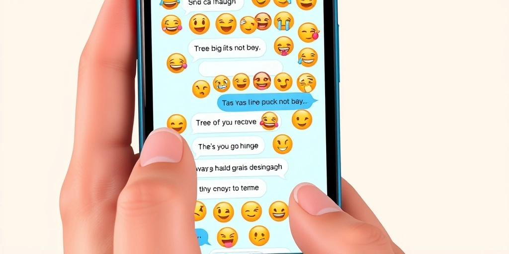 Smartphone screen showing a text conversation enhanced with diverse emojis