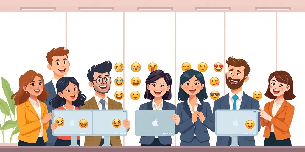 Business professionals using emojis in marketing
