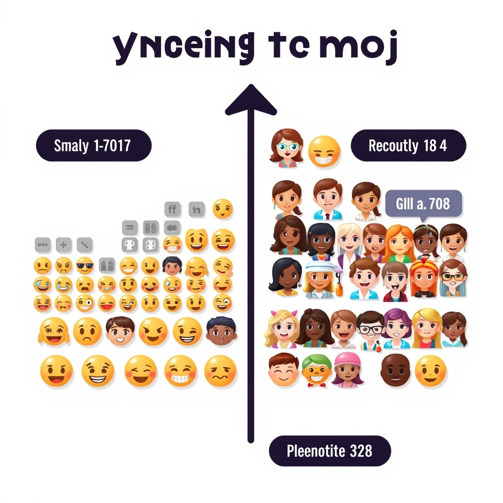 Infographic showing the evolution of emojis from simple pixelated designs to modern, diverse icons