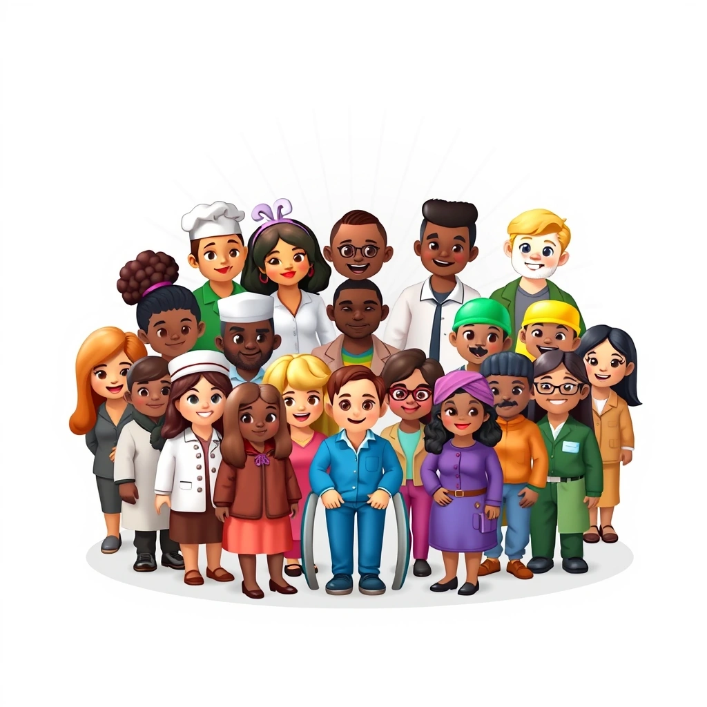 A group of diverse and inclusive emojis, representing different cultures and identities.