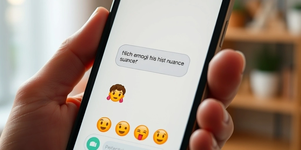 Smartphone displaying a message with a niche emoji for precise communication