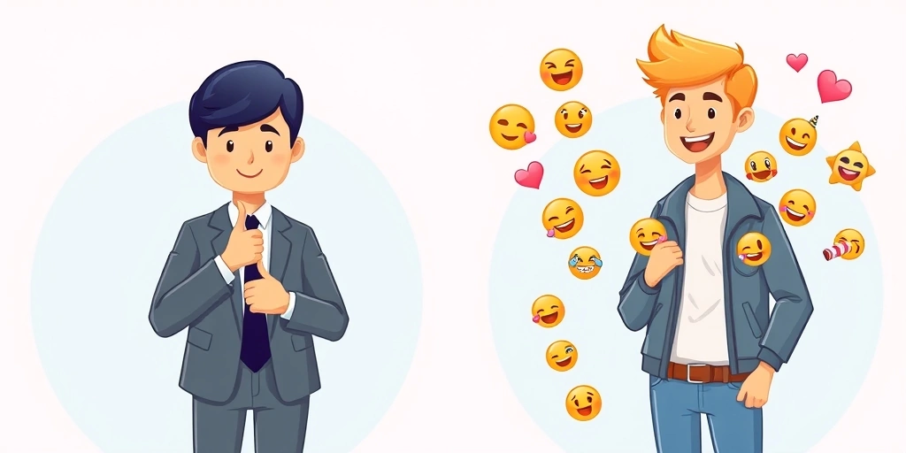 Comparison of professional vs. casual emoji use in digital messages.