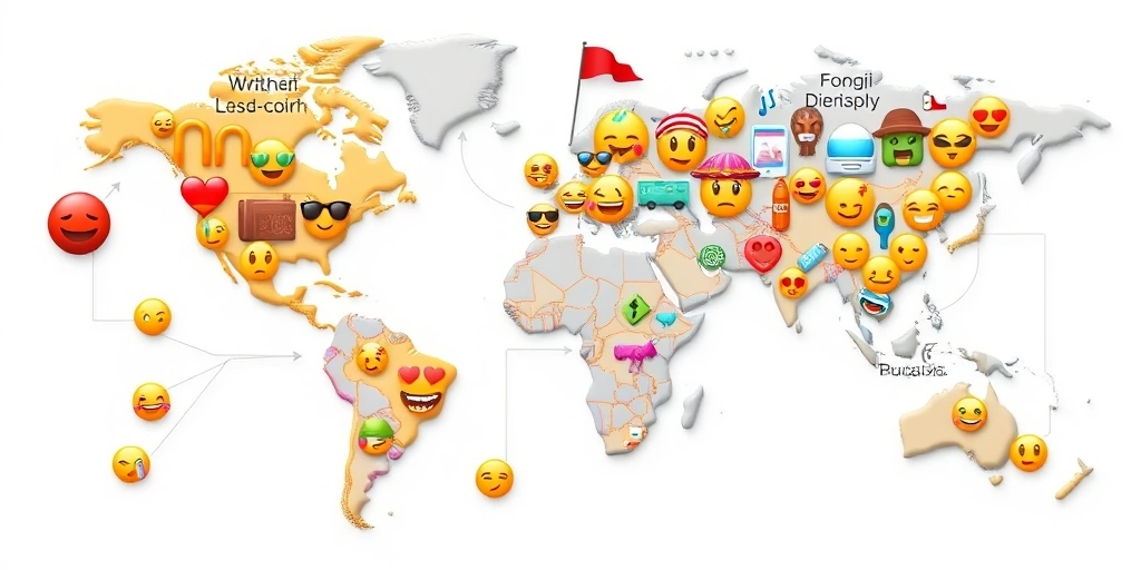 Emoji world map showing regional differences in meaning