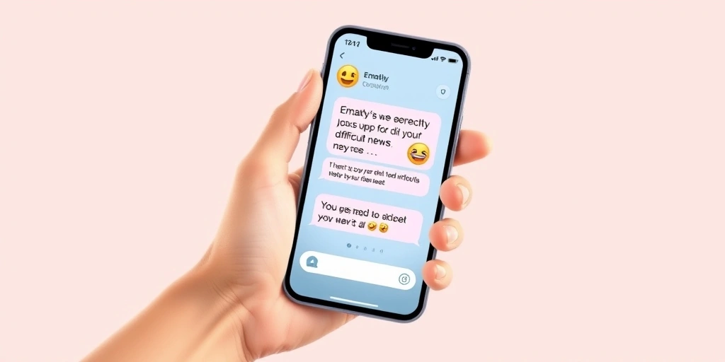 Smartphone screen showing a message with a supportive emoji, conveying empathy during a tough conversation.