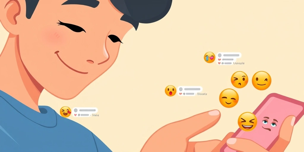 Person viewing social media comments with various emojis showing sincerity and sarcasm