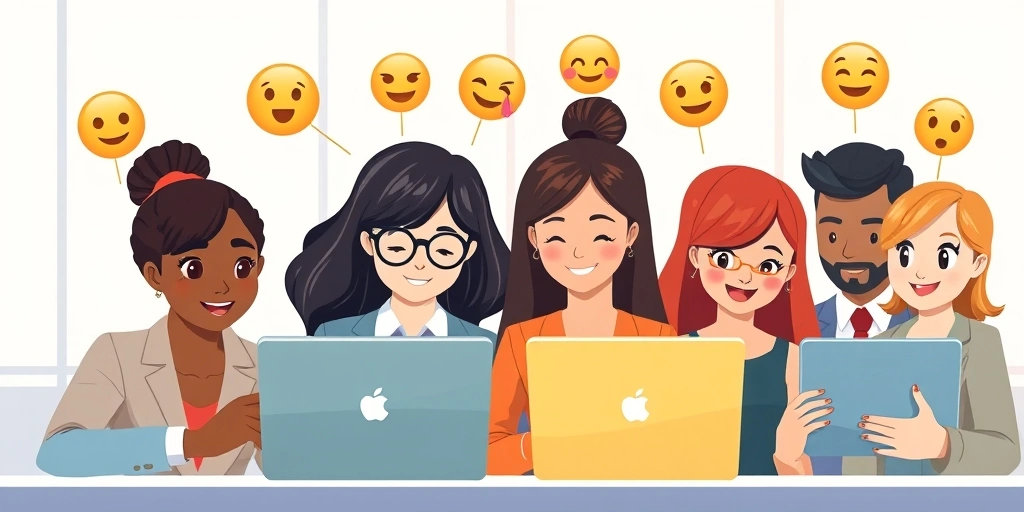 Professionals thoughtfully using emojis to add nuance to messages.