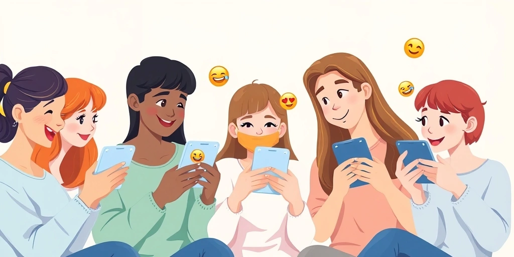 Friends in a group chat, using emojis to clarify tone and keep the conversation flowing smoothly.