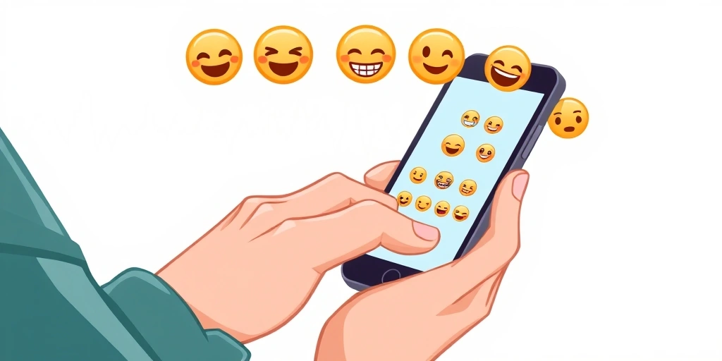 Someone typing a quick message on a smartphone, with emojis floating above, symbolizing how they add efficiency and emotional clarity to fast communication.