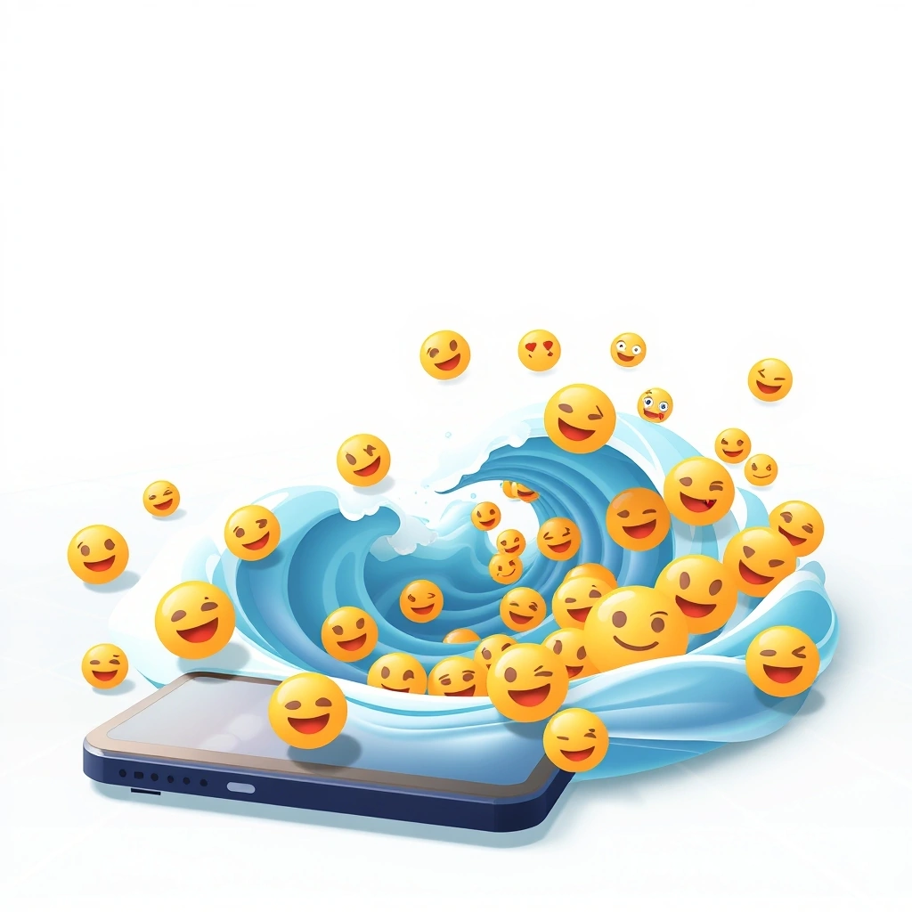 Digital wave showing new emojis emerging from online trends.