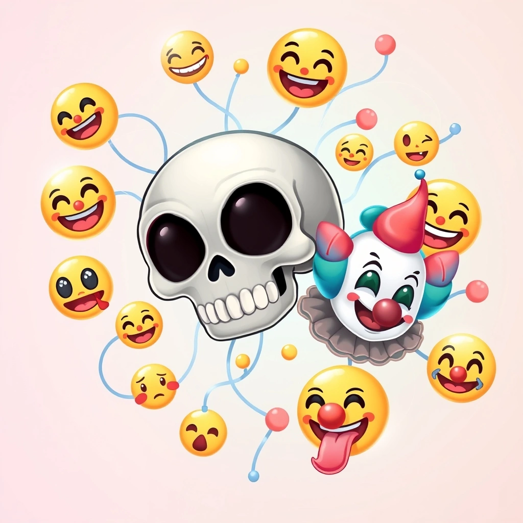 Emojis like skull and clown transforming meanings in online communities