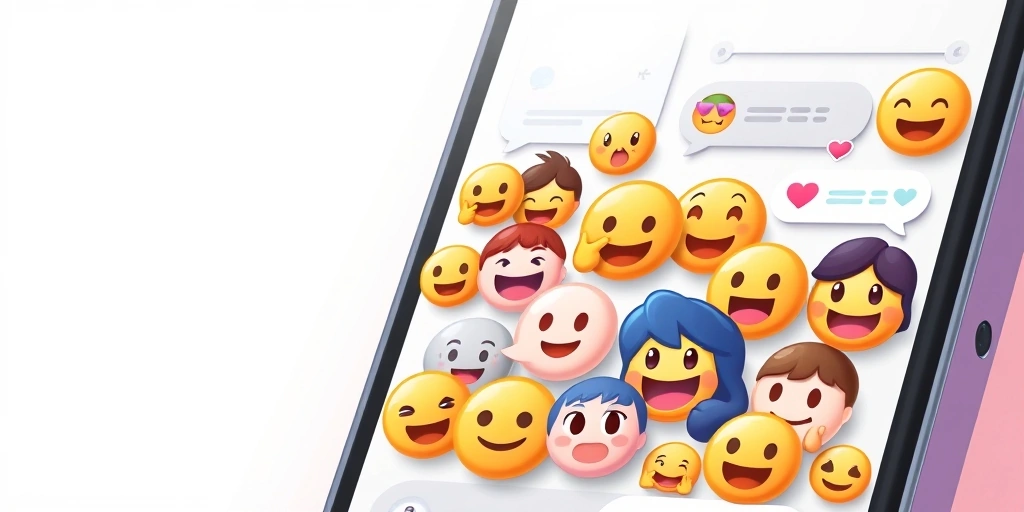A smartphone displaying a lively group chat with diverse emojis, illustrating quick and clear communication.