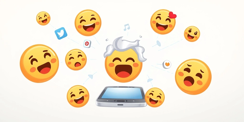 A viral post with a mind-blown emoji at its core, spreading across phones and tablets, symbolizing rapid sharing and emotional resonance on social media.
