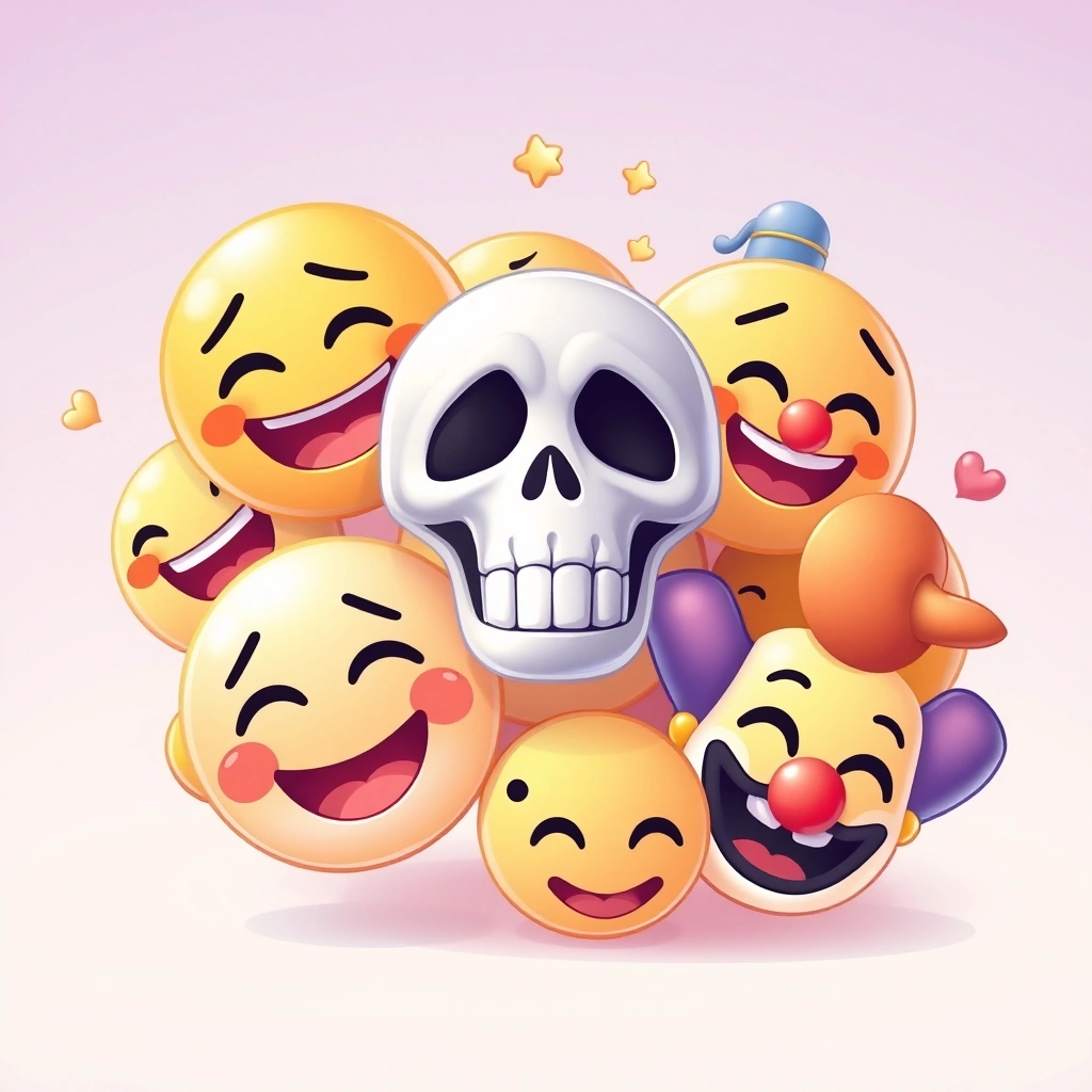 Emojis visually transforming, representing changing meanings in online communities.