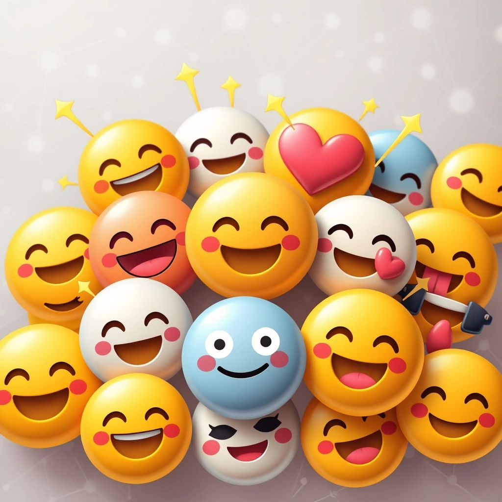 A collection of emojis with lines and arrows showing their evolving meanings and how they're shaped by digital trends.