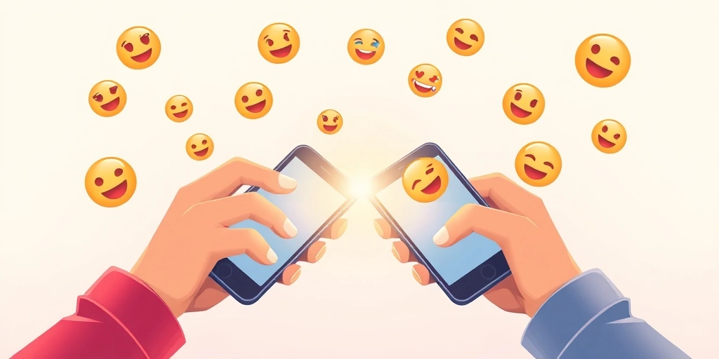 People feeling connected through digital communication enhanced by emojis.