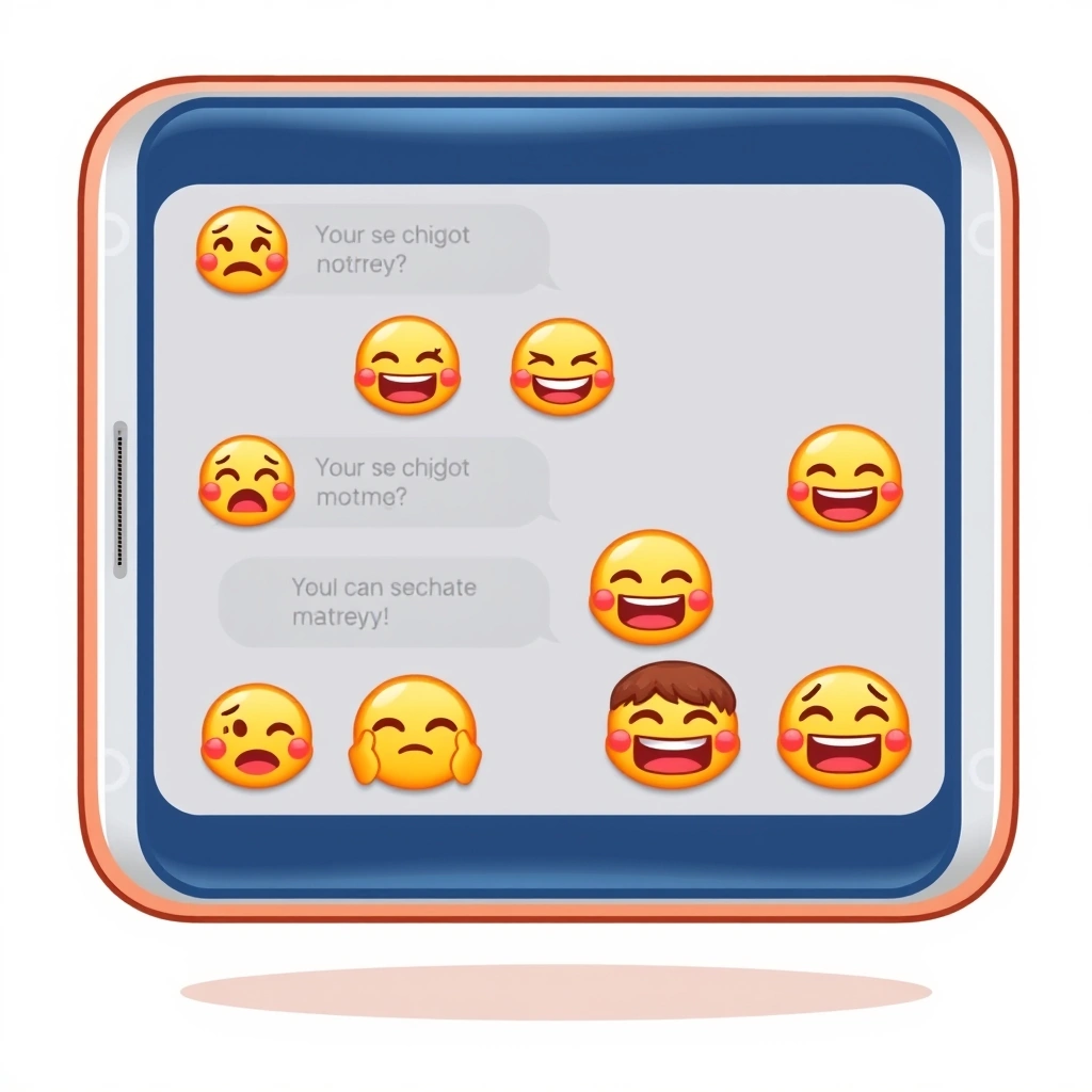 Smartphone screen with various emoji pairs in short, expressive text messages.