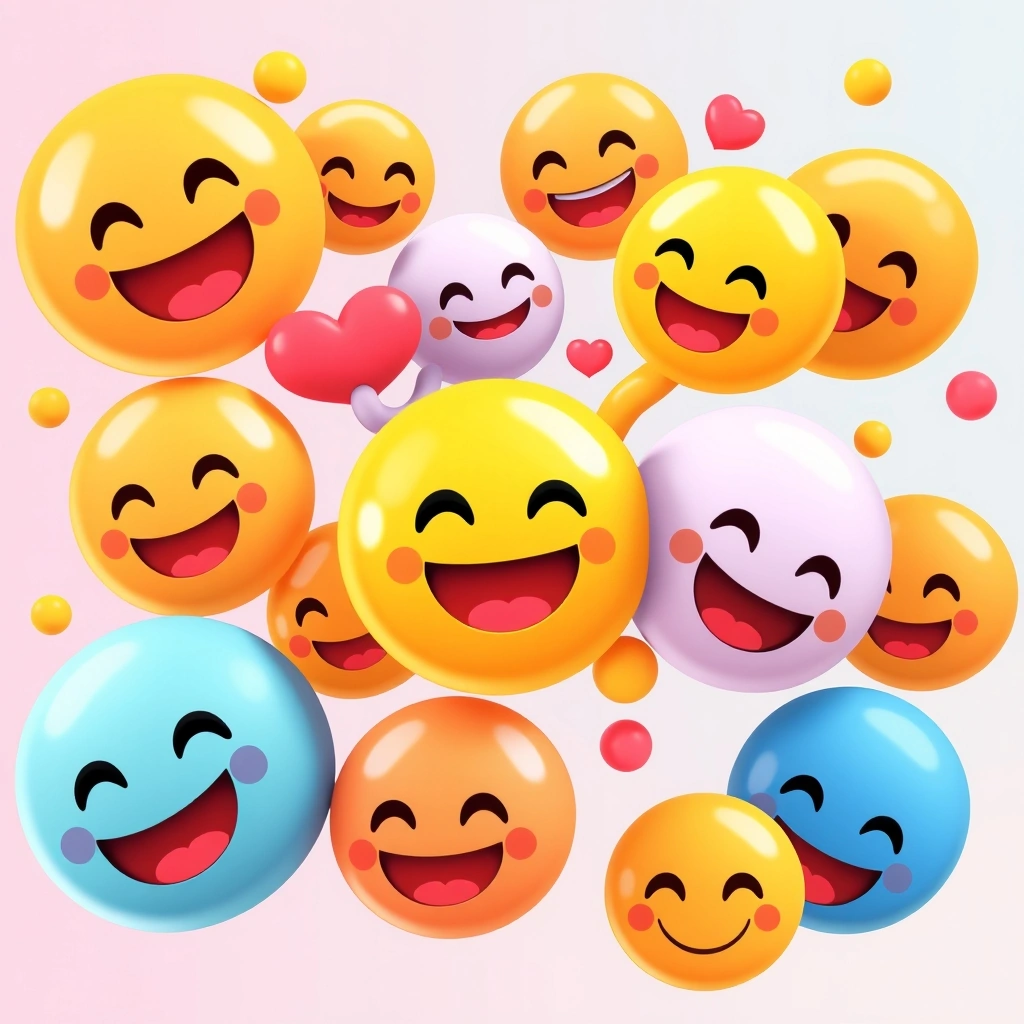 An abstract graphic depicting emojis transforming, symbolizing the evolving nature of digital communication and cultural shifts online.