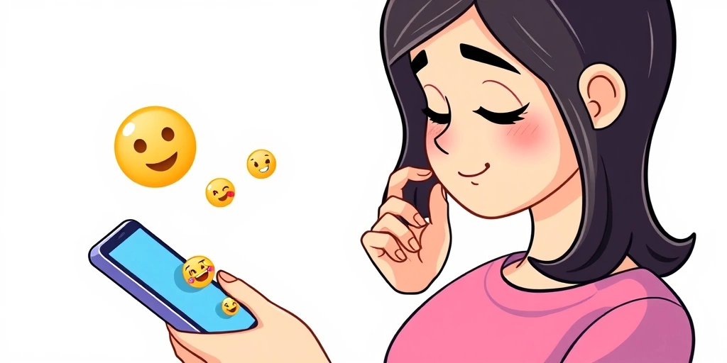 A person carefully selecting an emoji on their phone, demonstrating thoughtful communication.