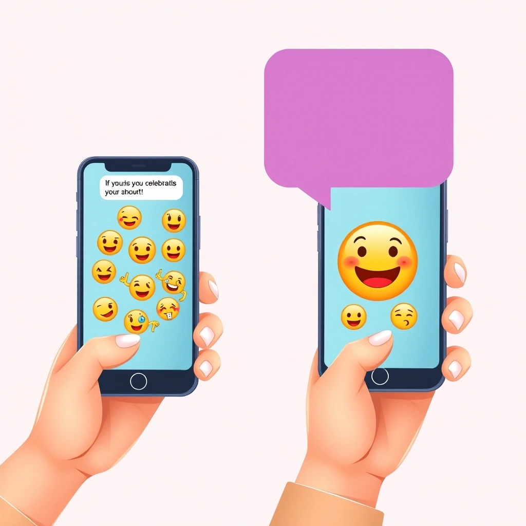 People reacting to emoji sequences on smartphones, showing how they guide emotional responses in quick chats.
