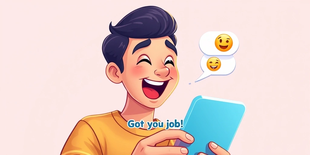 A person reacting to good news with amplifying emoji pairs, showing intense joy.