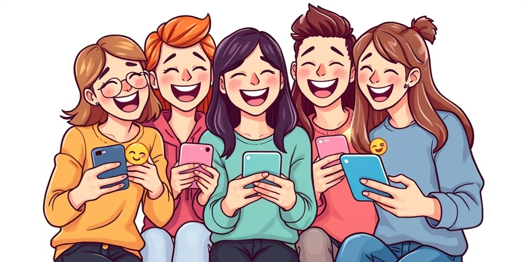 Friends playing a fun emoji game on their phones